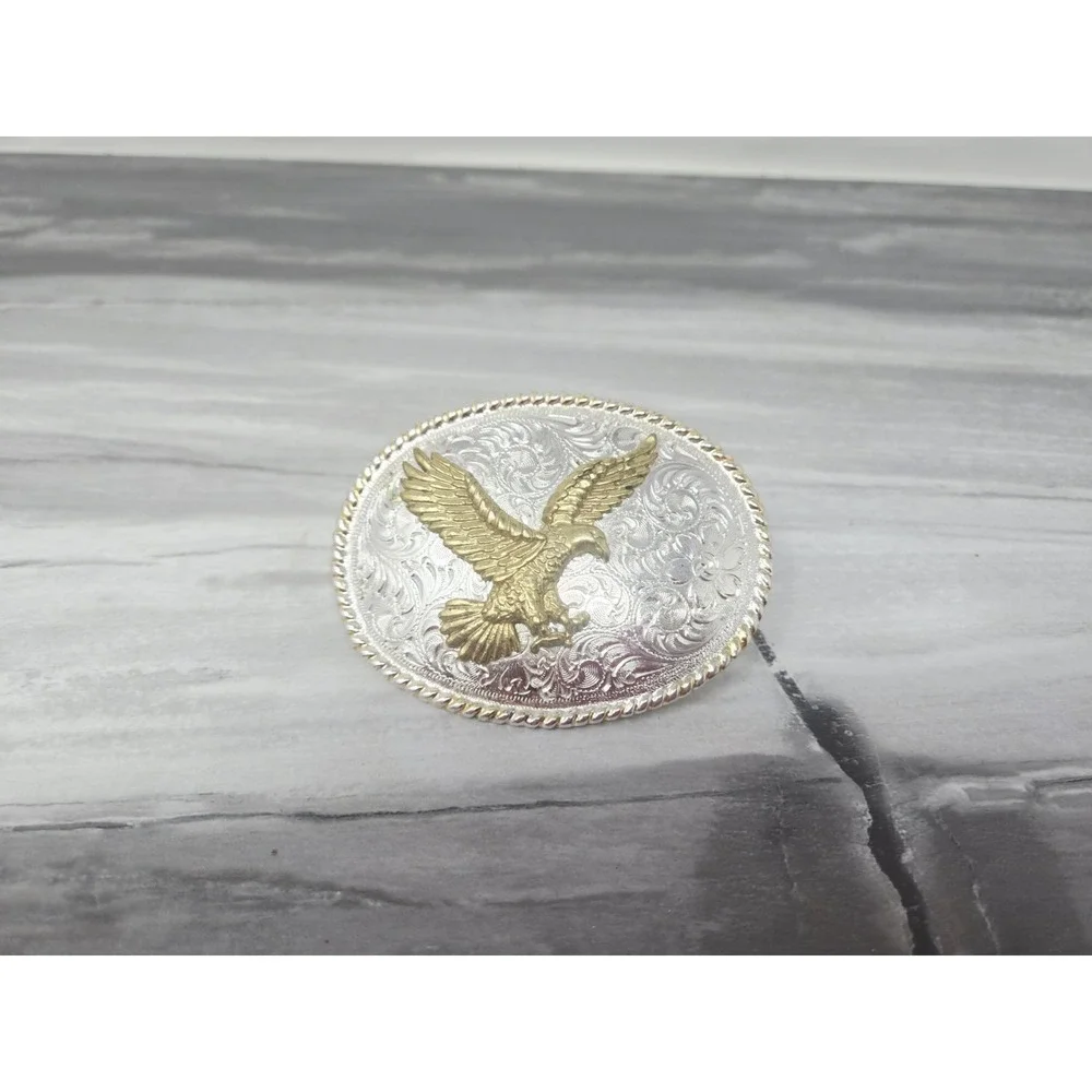 Bald Eagle Belt Buckle -Silver And 14k Gold Plated‎ Eagle